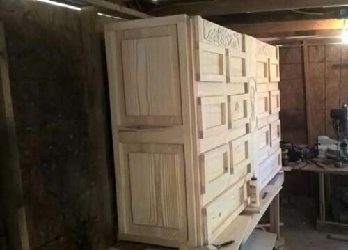 Raw panelled cabinet before finishing