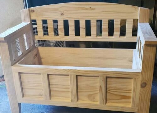 Solid timber storage bench