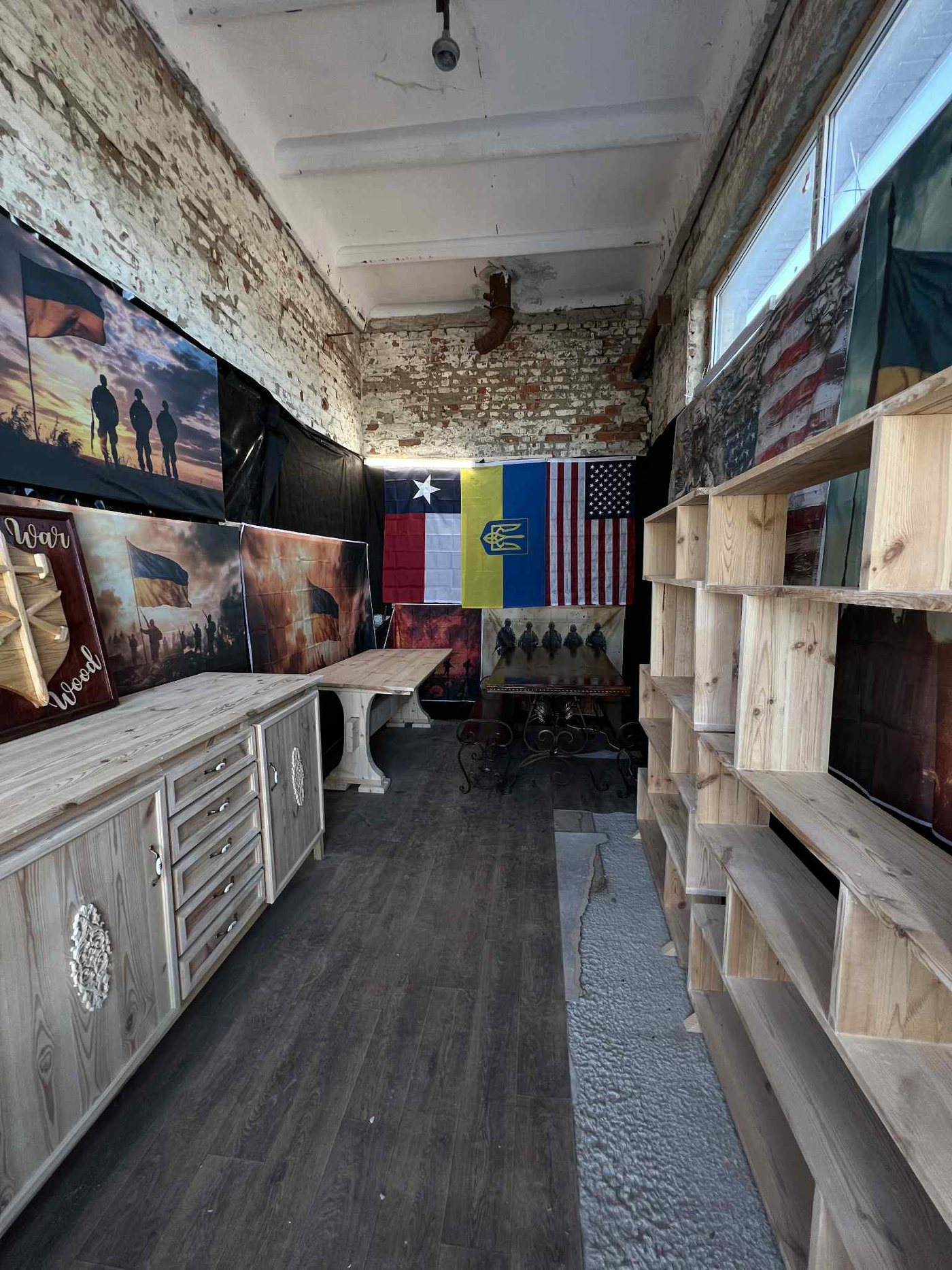 Interior fitted out with War Wood furniture
